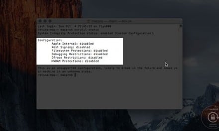[비디오 가이드] OS X 10.11 엘 캐피탄 Rootless(시스템 무결성 보호) 해제 방법